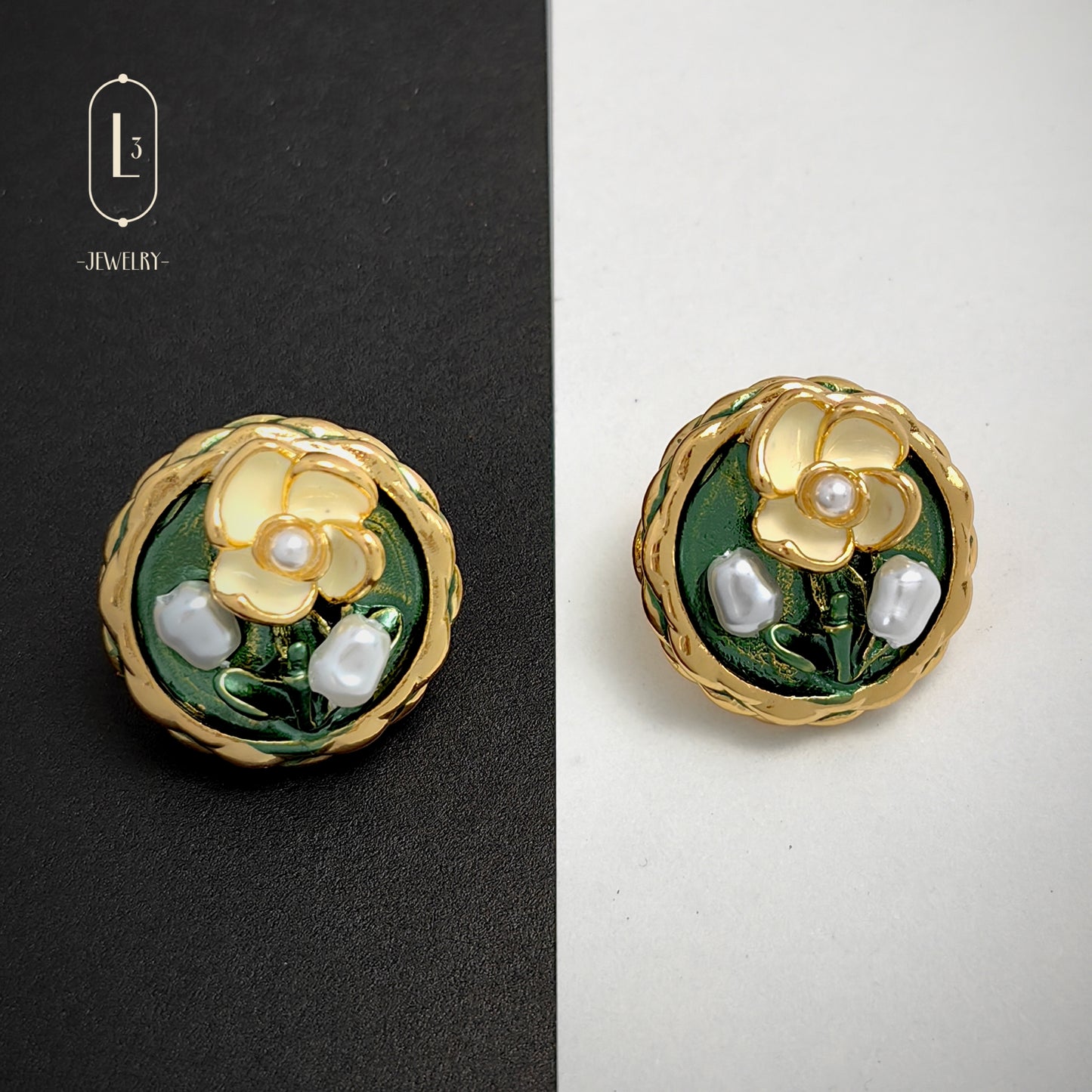 Nature | Camellia Pearl Earrings