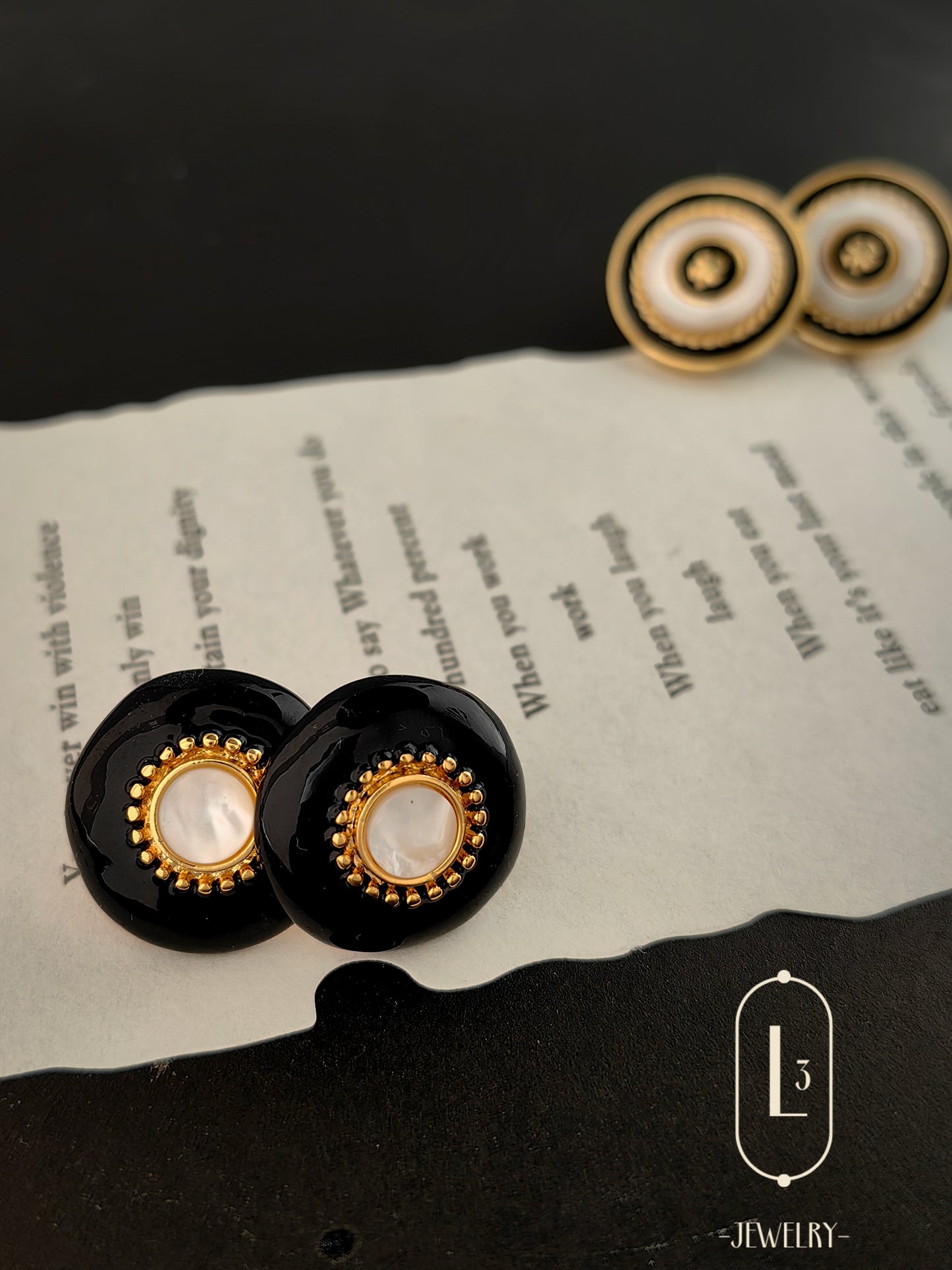 Nature | Vintage Noir Enamel Earrings