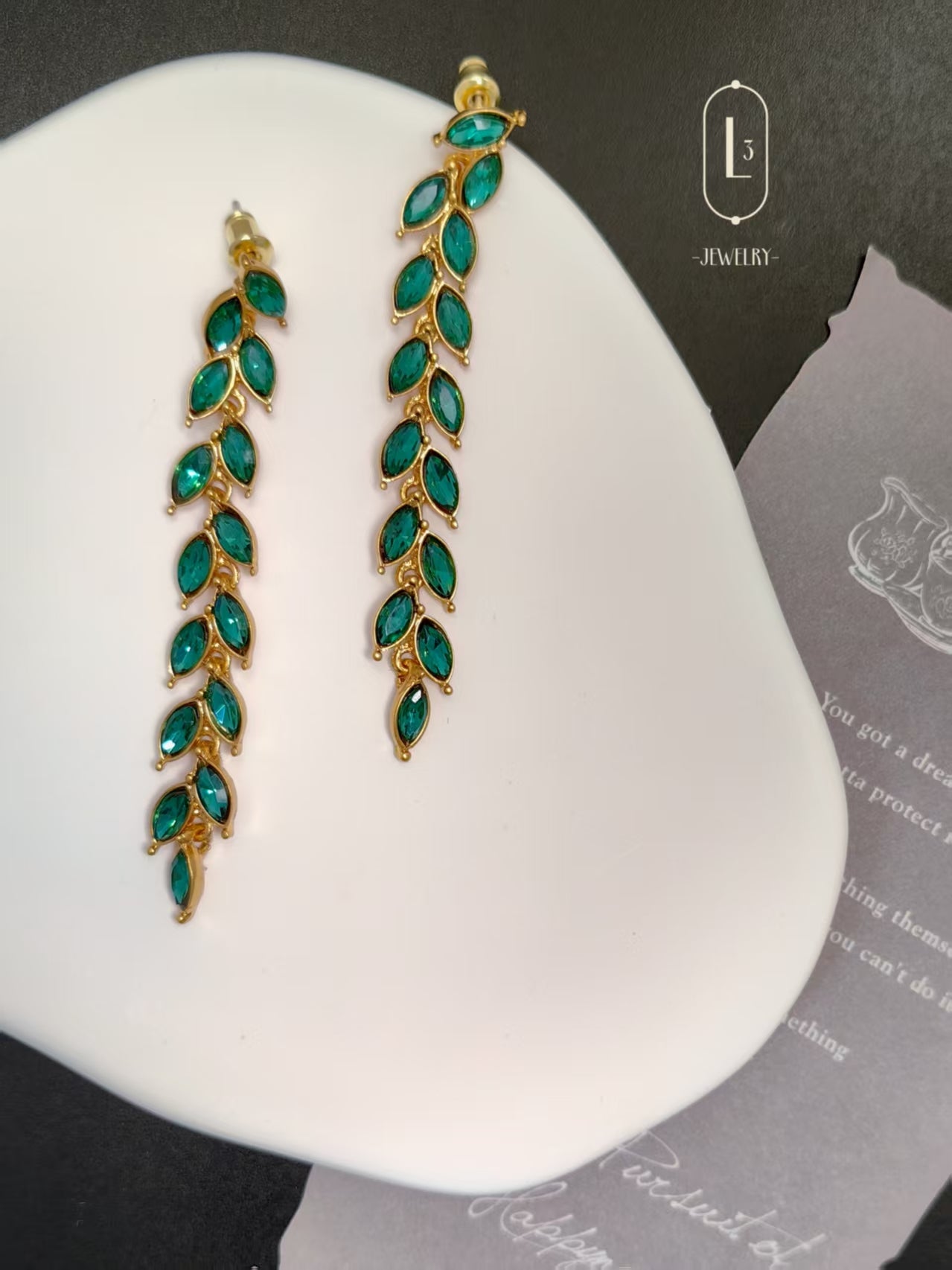 Nature | Green Zircon Tassel Earrings